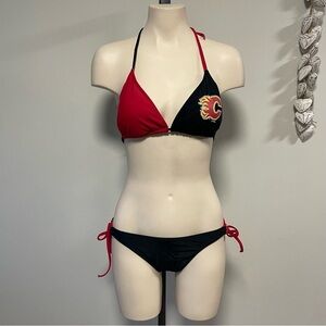 NHL Calgary Flames Hockey G-III Sports by Carl Banks Bikini Set Size Medium